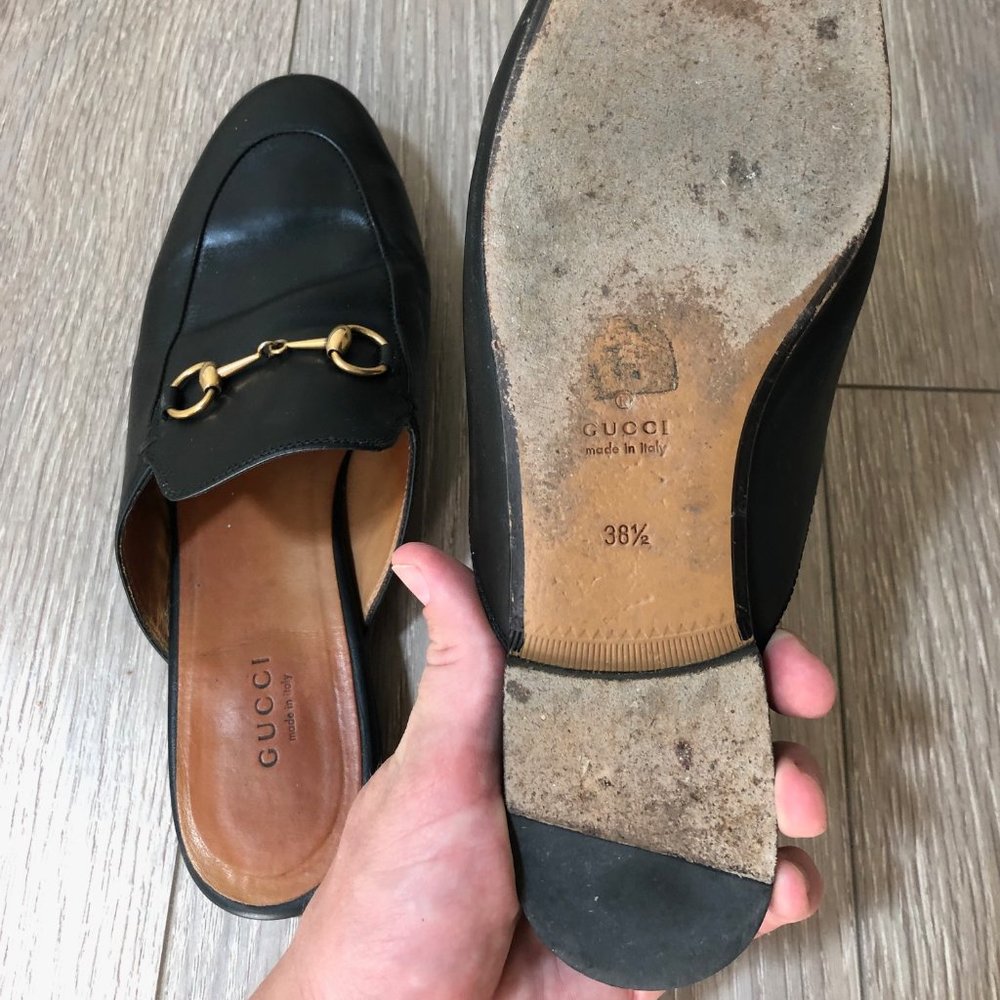Gucci Black Leather Horsebit Mule Loafers 38.5 - Picture 4 of 7